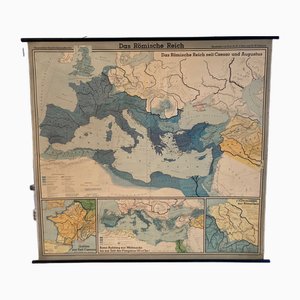 Carta geografica grande dell'Impero Romano, in lino, Germania, anni '60