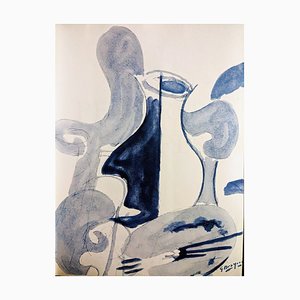 Georges Braque, Tavolozza del pittore con vaso, Litografia originale, 1948