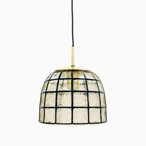 Mid-Century Glass and Brass Ceiling Light from Limburg, 1960s