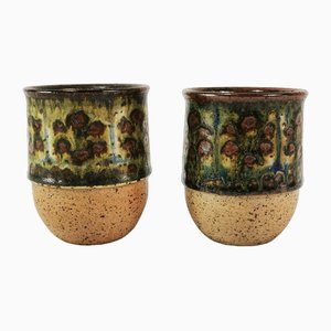 Tazas Mid-Century de cerámica, años 60. Juego de 2