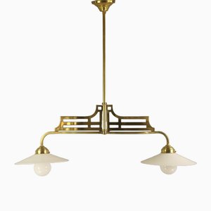 Bauhaus Pendant Lamp in Brass, 1920s