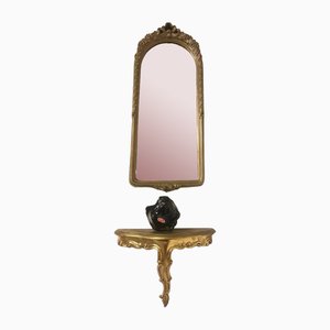 Specchio, consolle, portacandela e ossidiana, set di 4