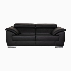 Leather Two-Seater Dark Gray Sofa by Ewald Schillig