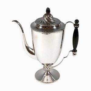 Viennese Art Deco Silver Fishing Coffee Pot attributed to J.C. Klinkosch, 1920s