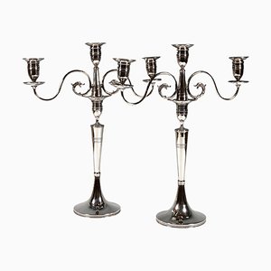 3-Flame Empire Silver Candleholders by Anton Köll, Vienna, 1807, Set of 2