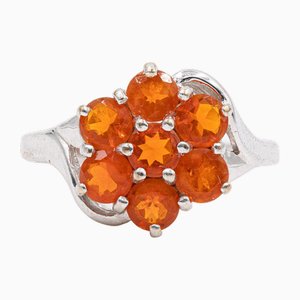 9K White Gold Ring with Fire Opals, 2000s