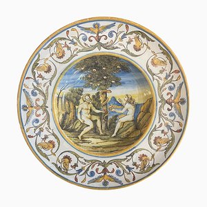 Decorated Ceramic Plate with Biblical Scene, 19th Century