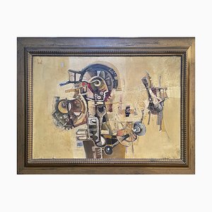 A. Cheriet, Abstract Composition, 1975, Mixed Media on Canvas, Framed