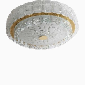 Large Space Age Ceiling Lamp in Ice Glass with 48 Tubes from Doria, 1960s