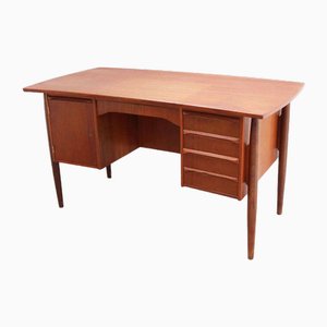 Danish Modern Concave Form Free-Standing Teak Desk, 1970s