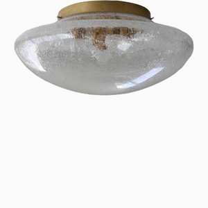 Large Space Age Ceiling Lamp in Ice Glass from Limburg, 1970s