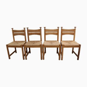 Danish Modern Chairs in Light Oak with Sisal Weave from Asko, Finland, 1960s, Set of 4