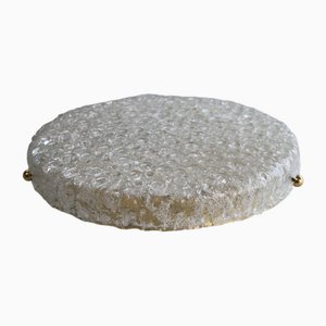 Lámpara de techo era espacial grande de cristal burbuja y cristal hielo de Hillebrand, años 70