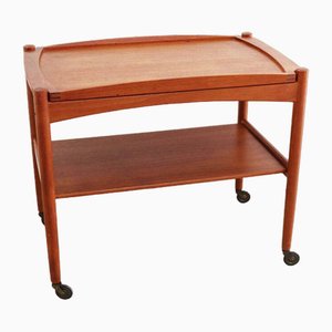 Teak Serving Trolley with Tray by Poul Hundevad, Denmark, 1960s