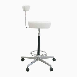 Perch Swivel Stool in White Leather by George Nelson for Vitra, 2004