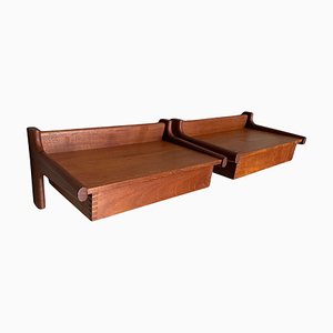 Schwebende Mid-Century Modern Teak Nachttische von Kai Kristiansen, 1963, 2er Set