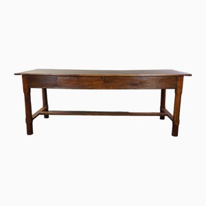 Mesa de comedor francesa antigua con cajón y tabla para cortar