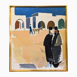 Priests in Greece, 1950s, Oil on Canvas, Framed