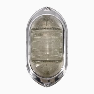 Modernist Waterproof Wall Light in Aluminum and Thick Glass, 1950s