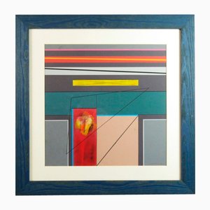 Mazzoleni Martino, Composition abstraite, 1977, Peinture Acrylique sur Masonite