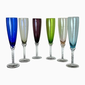 Verres en Verre Murano Colorés, Italie, 1960s, Set de 6