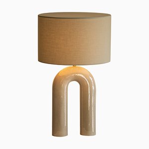 Lámpara de mesa Arko Sea de cerámica con pantalla en marrón claro de Simone & Marcel