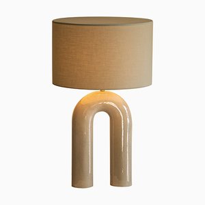 Sea Ceramic Arko Table Lamp with Light Brown Lampshade by Simone & Marcel