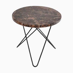 Brown Emperador Marble and Black Steel Mini O Table by OxDenmarq