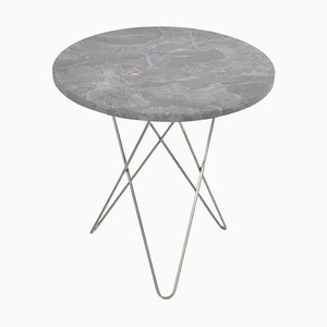 Grande Table Mini O en Marbre Gris et Acier par OxDenmarq