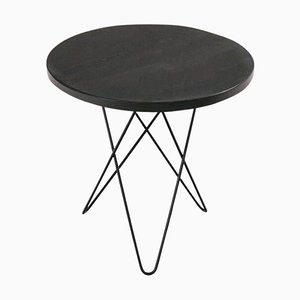 Black Slate and Black Steel Tall Mini O Table by OxDenmarq