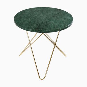 Table Mini O en Laiton et Marbre Vert Indio par OxDenmarq