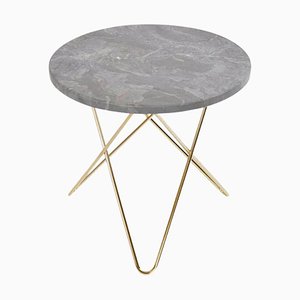 Grey Marble and Brass Mini O Table by OxDenmarq