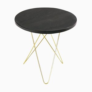 Grande Table Mini O en Ardoise Noire et Laiton par OxDenmarq