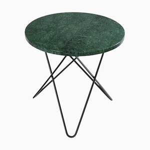 Table Mini O en Marbre Vert Indio et Acier Noir par OxDenmarq