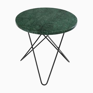 Tavolo Mini O in marmo verde e acciaio nero di OxDenmarq