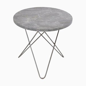 Tavolo Mini O in marmo grigio e acciaio di OxDenmarq