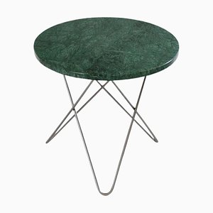 Green Indio Marble and Steel Mini O Table by OxDenmarq