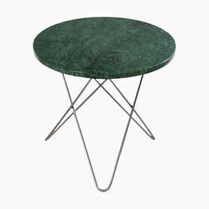 Table Mini O en Acier et Marbre Vert Indio par OxDenmarq