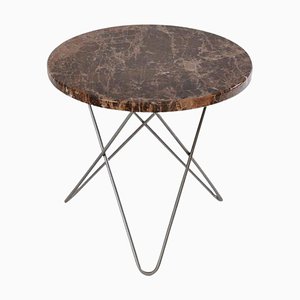 Brown Emperador Marble and Steel Mini O Table by OxDenmarq