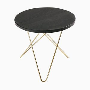 Mini O Table aus schwarzem Schiefer & Messing von OxDenmarq