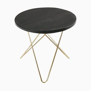 Mini O Table nero in ardesia e ottone di OxDenmarq