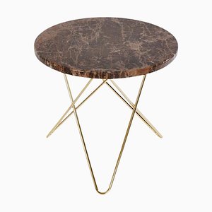 Brown Emperador Marble and Brass Mini O Table by OxDenmarq