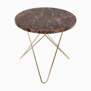 Brown Emperador Marble and Brass Mini O Table by OxDenmarq