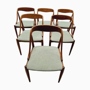 Danish Teak and Velvet No. 16 Dining Chairs attributed to Johannes Andersen, 1960s, Set of 6