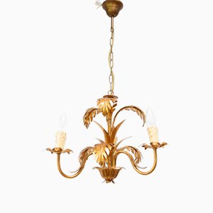 Gilded Italian Chandelier with Palm Leaves, 1980s