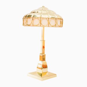 Art Deco Tischlampe mit Stoffbespannung, Wien, 1920er