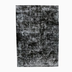 Vintage Distressed Black Rug, 1960s