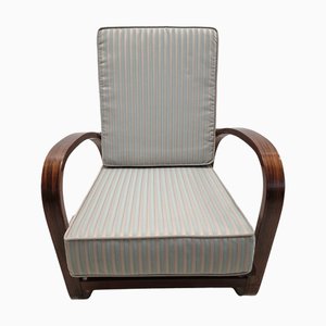 Sillón H-70 ajustable de madera curvada de nogal atribuido a Jindrich Halabala, años 30