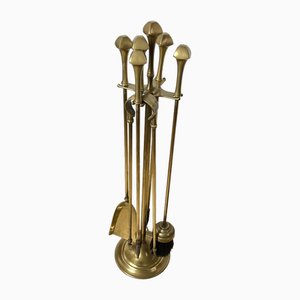 Fireplace Tools in Brass, Italy, 1970s, Set of 6