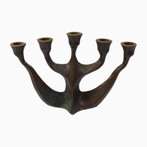 Mid-Century Brutalist Bronze Candleholder attributed to Michael Harjes, 1960s